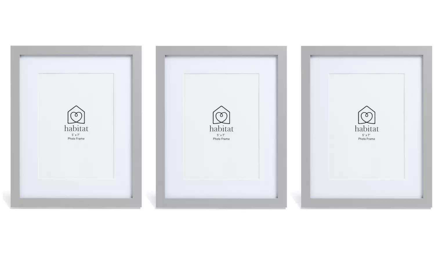 Habitat 3 Pack Grey Wooden Picture Frames - 5x7