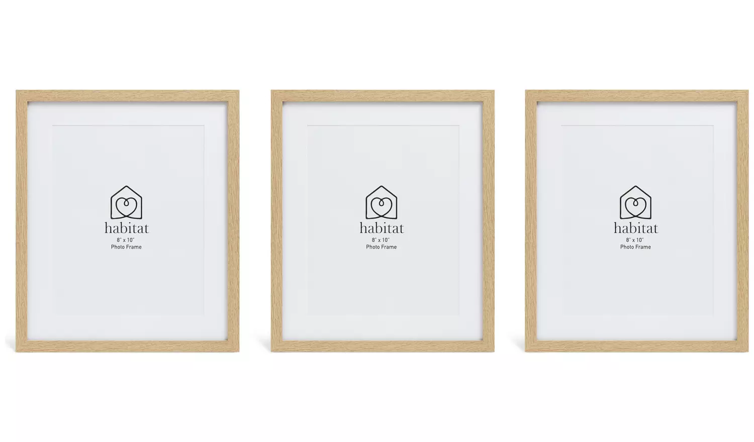 Habitat Wooden Picture Frame - Pack of 3 -Oak Effect - 8x10