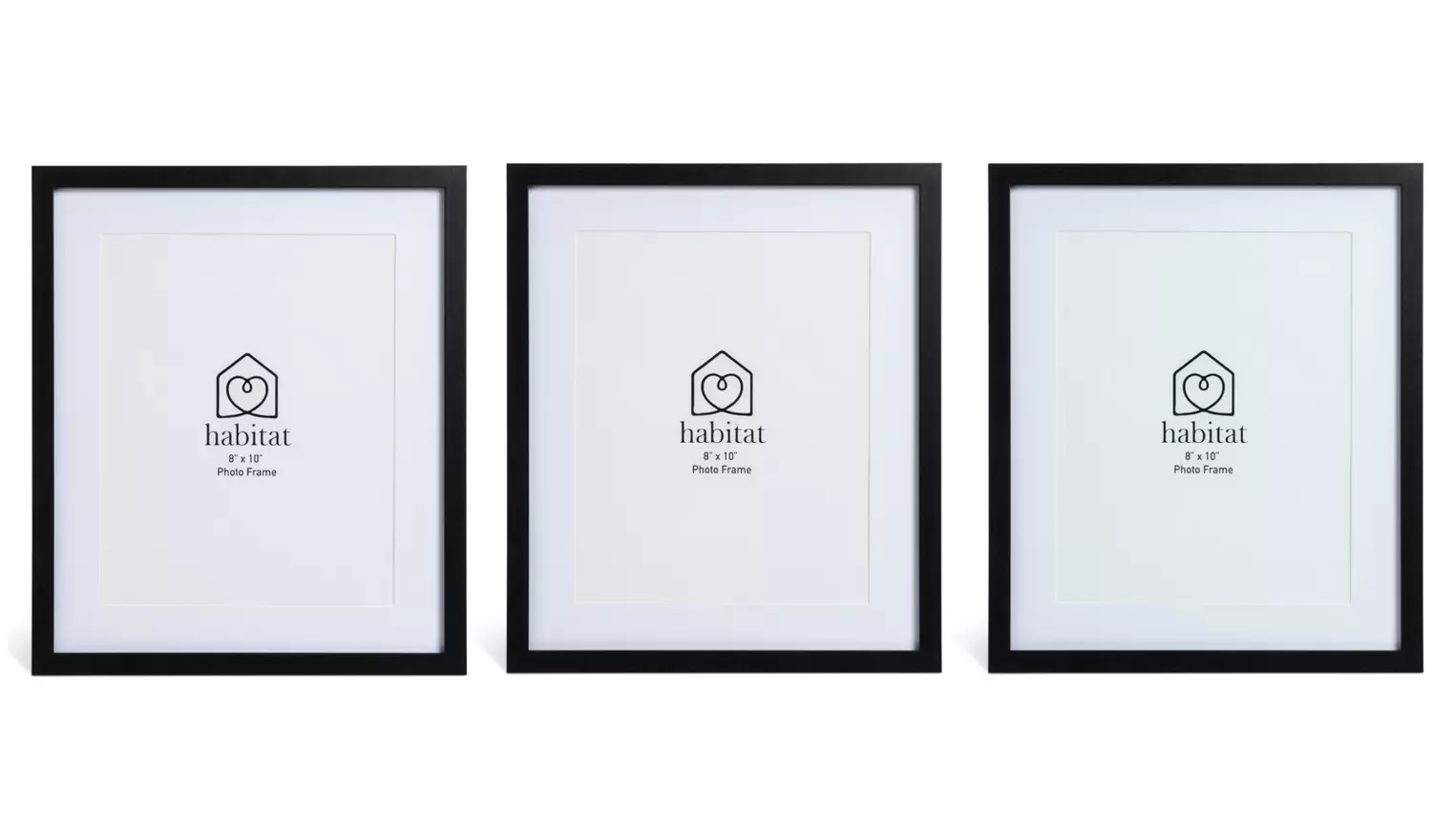 Habitat 3 Pack Black Wooden Picture Frames - 8x10