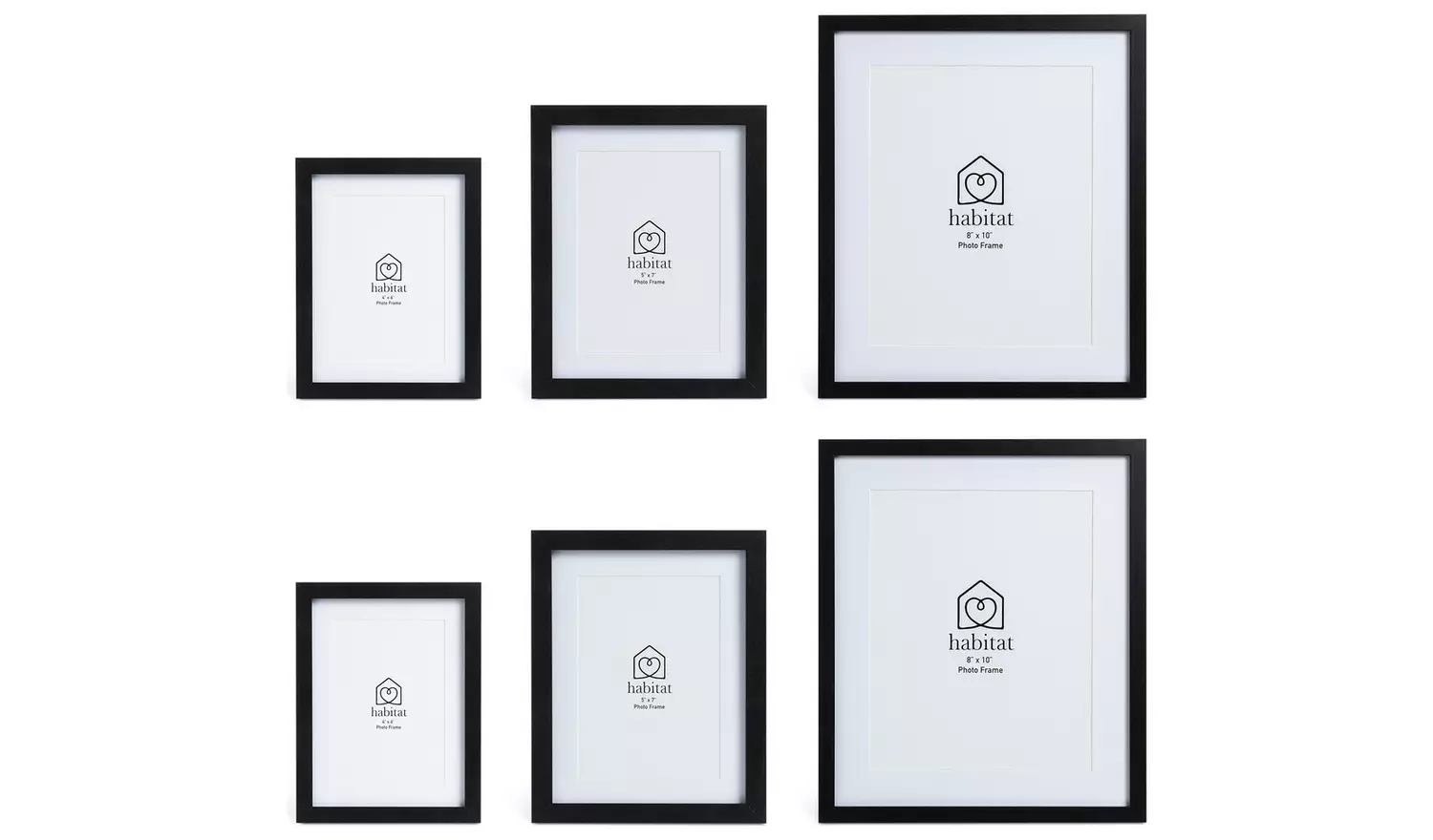 Habitat Pack of 6 Black Wooden Picture Frames