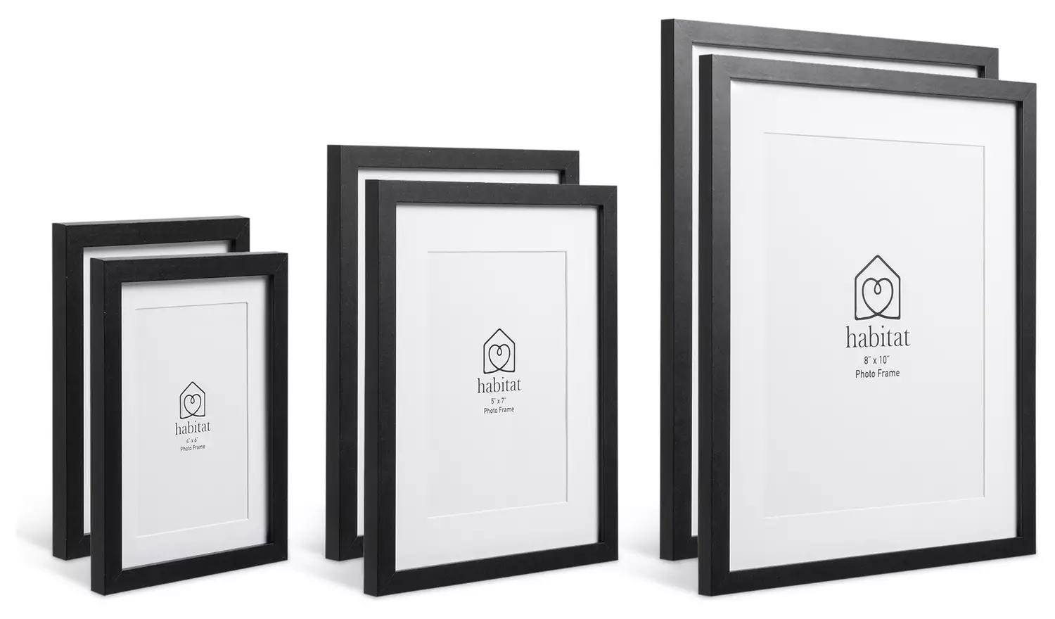 Habitat Pack of 6 Black Wooden Picture Frames