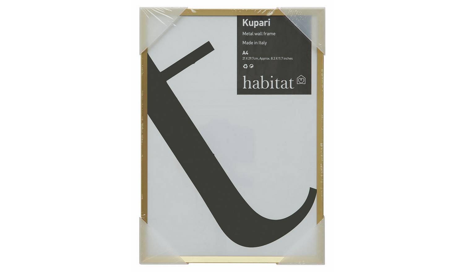 Habitat Kupari Gold Effect Metal Picture Frame - 8x12" - A4