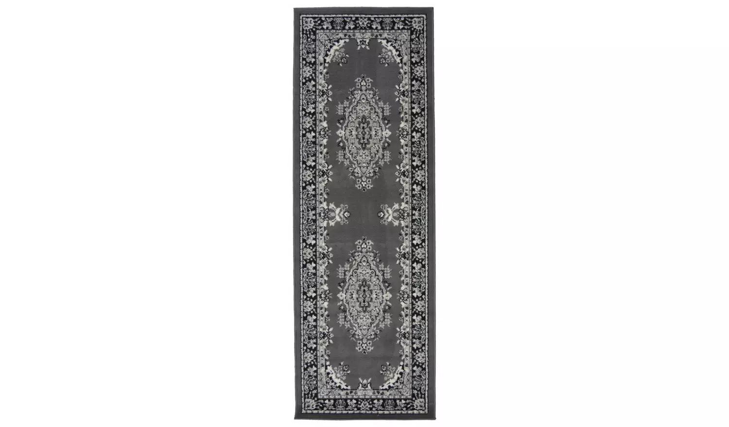 Homemaker Bukhura Traditional Grey Cut Pile Runner -200x67cm