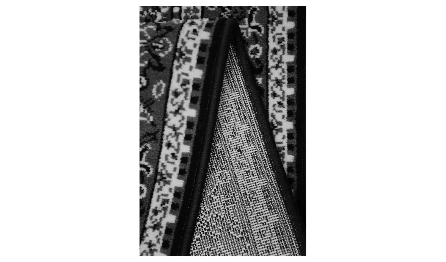 Homemaker Bukhura Traditional Black Cut Pile Runner-200x67cm
