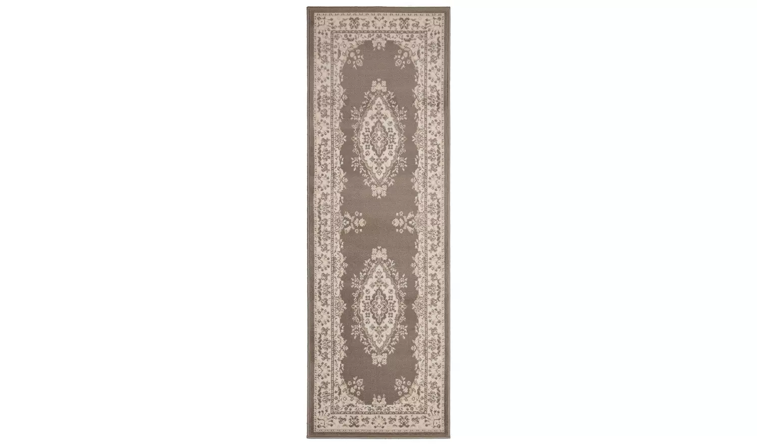 Homemaker Bukhura Traditional Taupe Cut Pile Runner-200x67cm