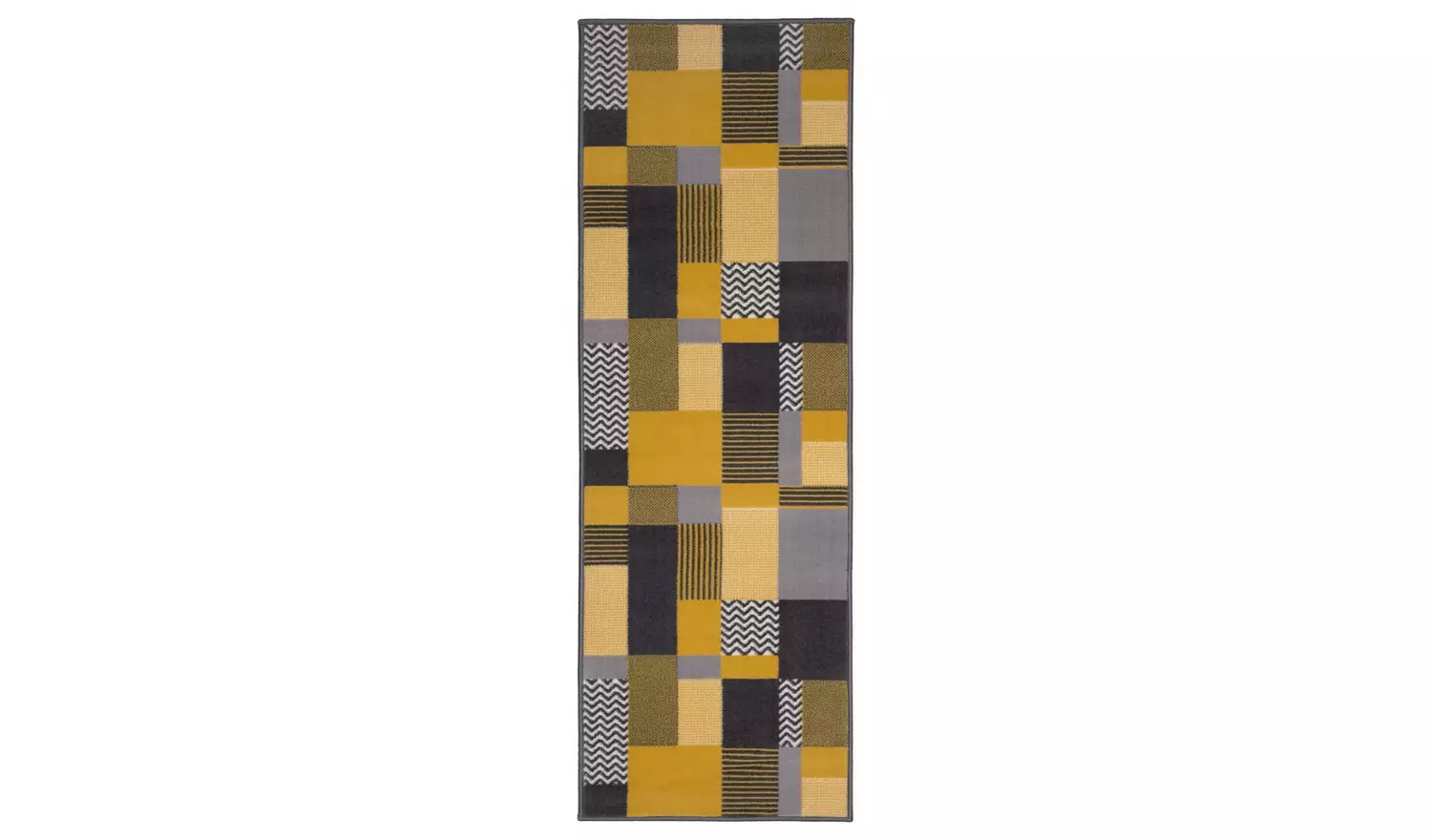Homemaker Maestro Blocks Ochre Cut Pile Runner - 200x60cm