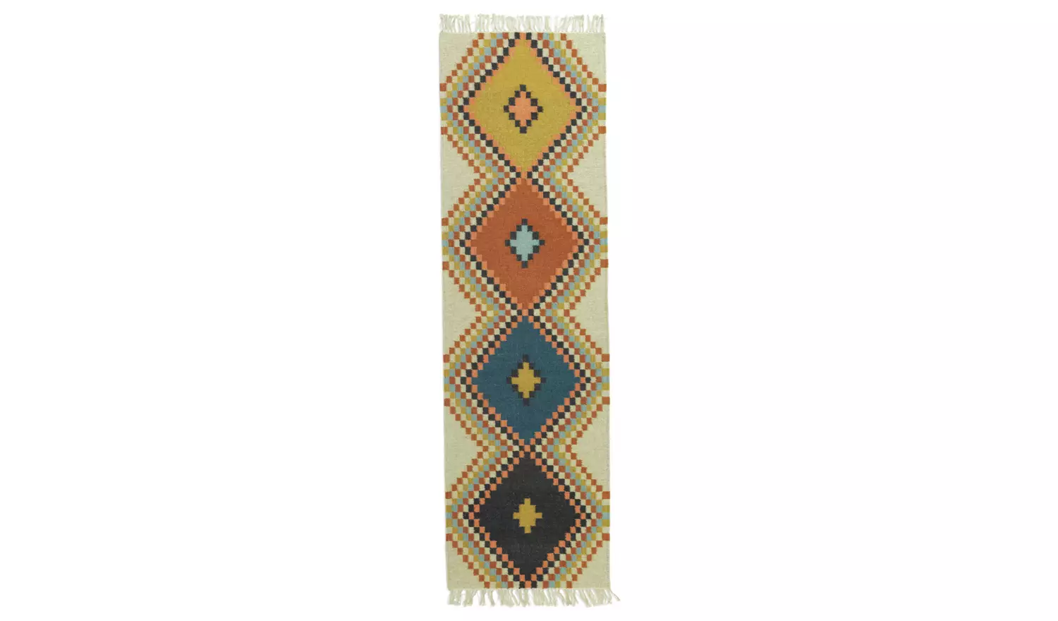 Habitat Traditional Natural Wool Flatweave Rug - 200x66cm