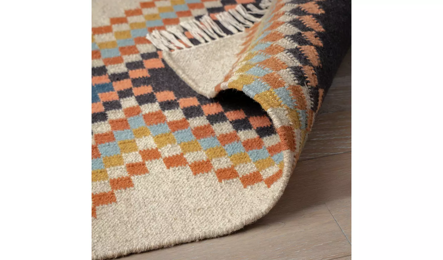 Habitat Traditional Natural Wool Flatweave Rug - 200x66cm