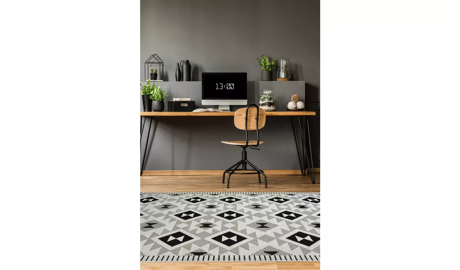 Chequerboard Mono Indoor Outdoor Rug