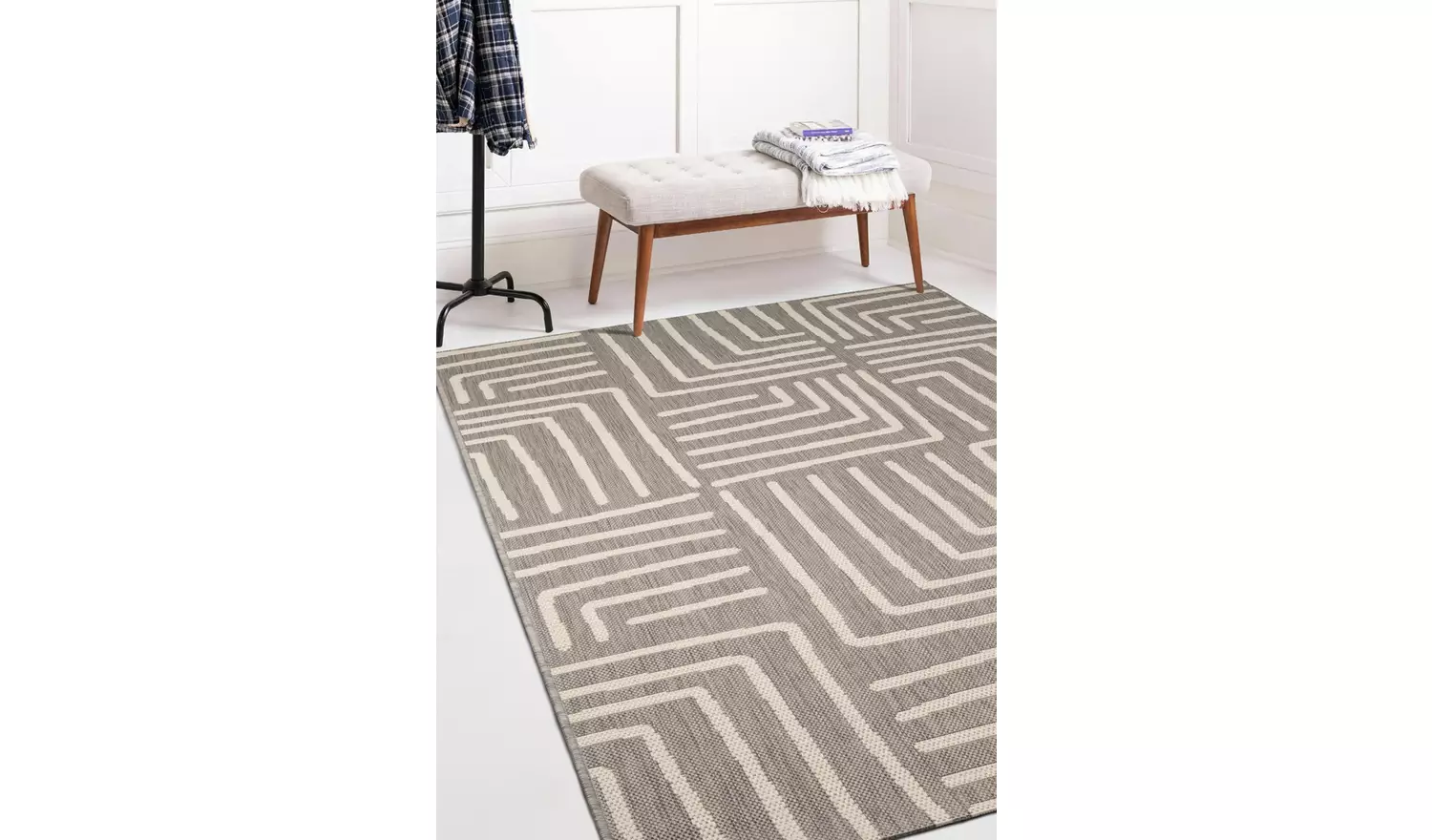 Homemaker Polypropylene Grey Rectangle Rug - 120 x 170cm