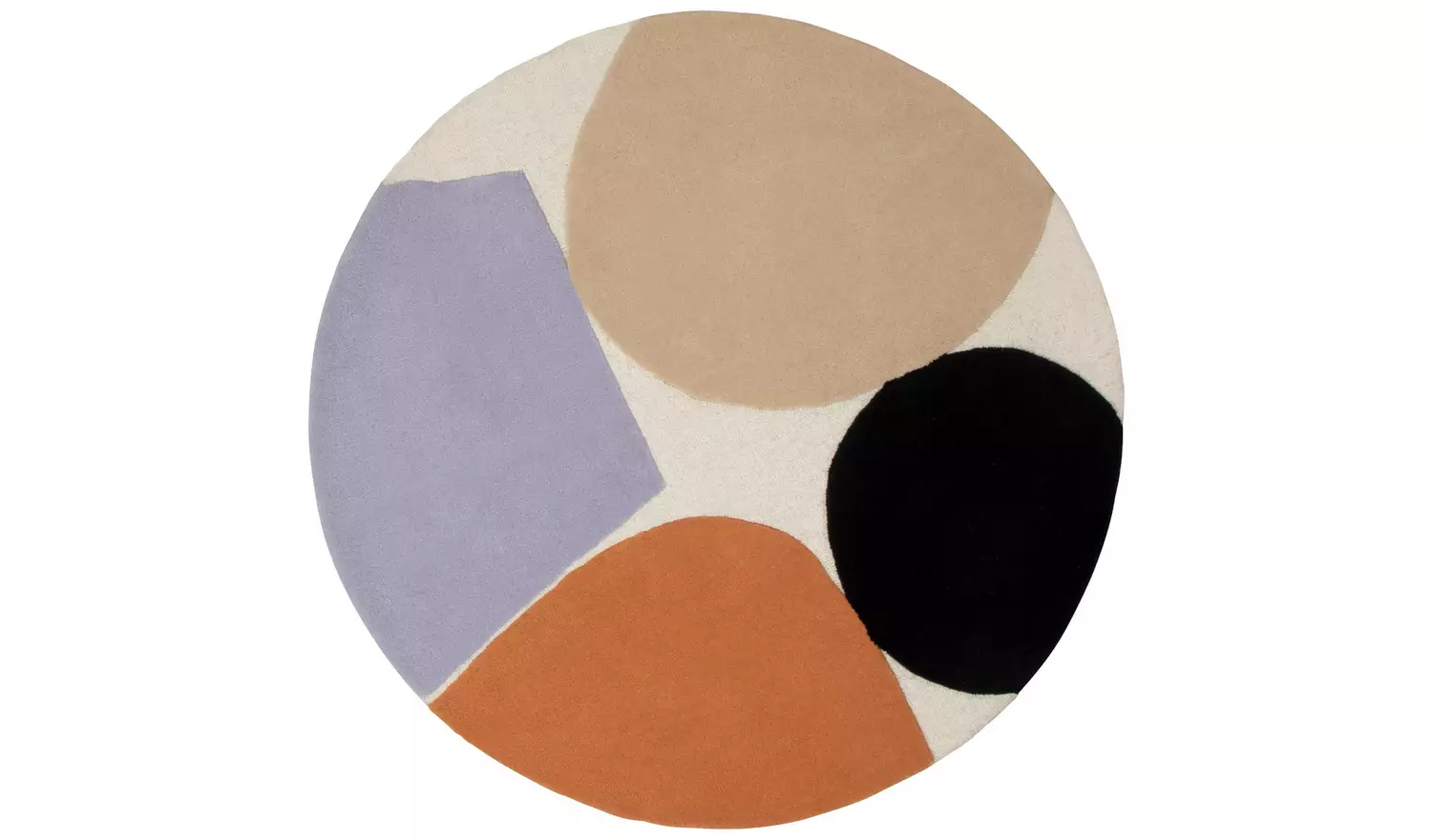 Habitat Carved Geometric Round Wool Cut Pile Rug - 120cm