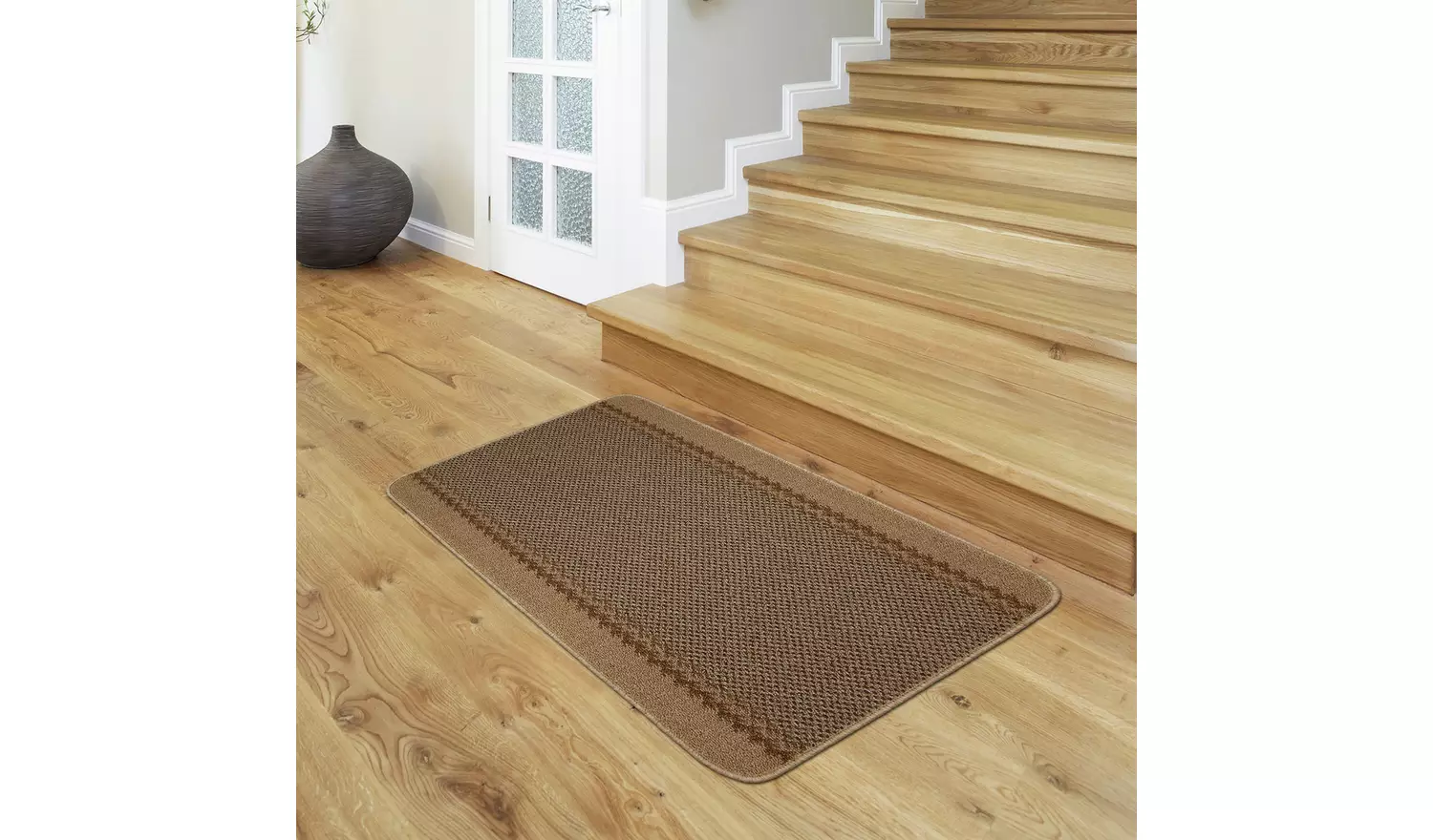 Kilkis Textured Brown Cut Pile Rug - 100x67cm