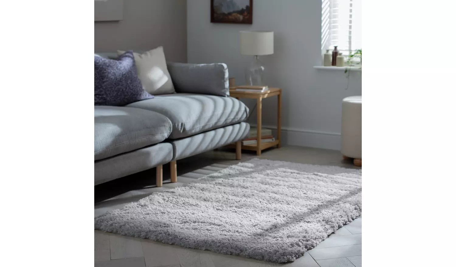 Habitat Airmaster Plain Silver Shaggy Rug - 230x160cm
