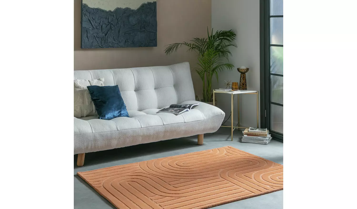 Habitat Mirage Carved Ginger Cut Pile Rug - 170x120cm