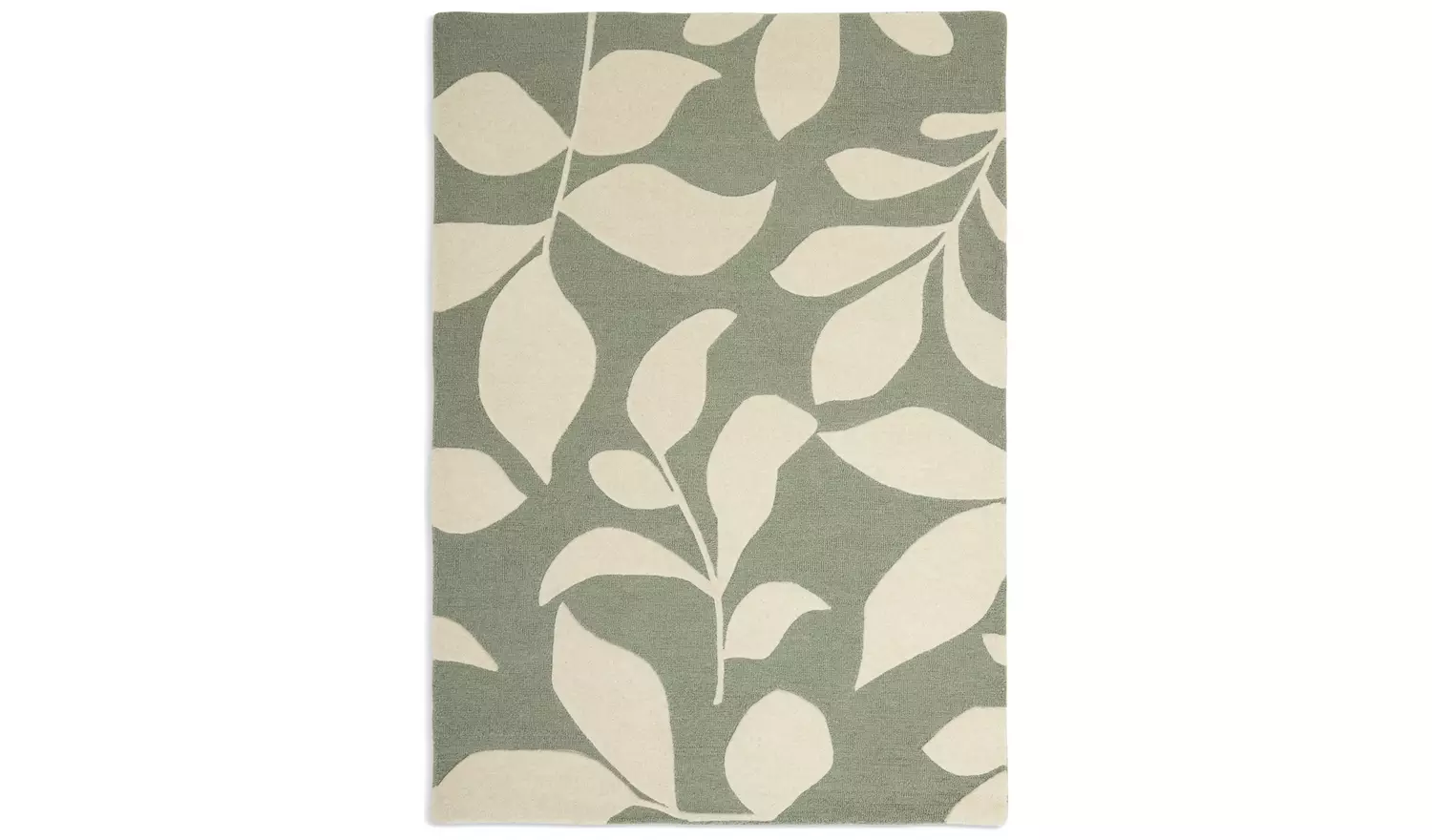 Habitat Verdant Leaf Green Wool Cut Pile Rug - 230x160cm