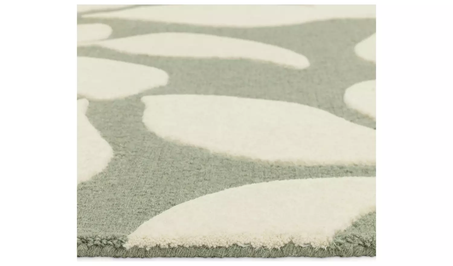 Habitat Verdant Leaf Green Wool Cut Pile Rug - 230x160cm