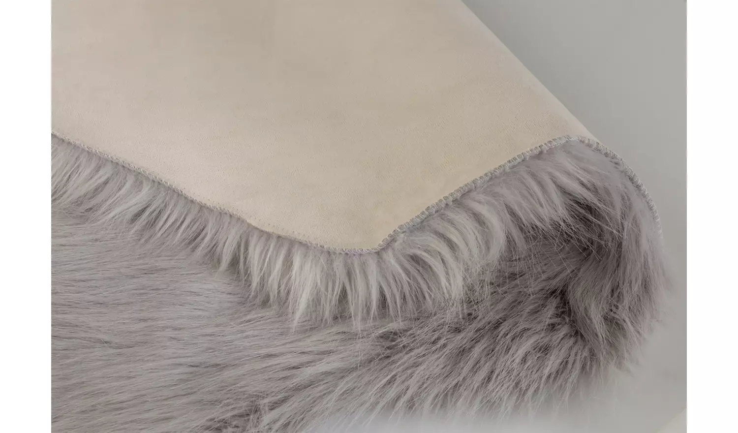 Habitat Sheepskin Faux Fur Dove Grey Shaggy Rug - 90x60cm