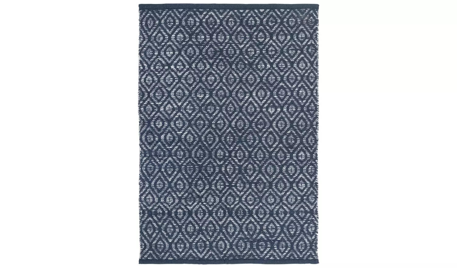 Argos Home Geometric Blue Cotton Flatweave Rug - 110x80cm