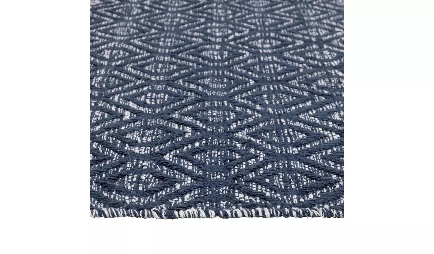 Argos Home Geometric Blue Cotton Flatweave Rug - 110x80cm