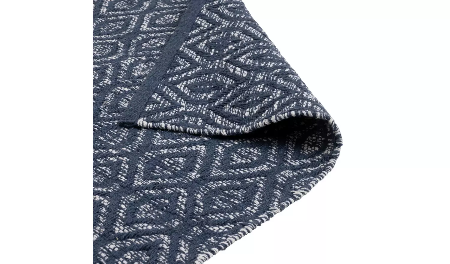 Argos Home Geometric Blue Cotton Flatweave Rug - 110x80cm