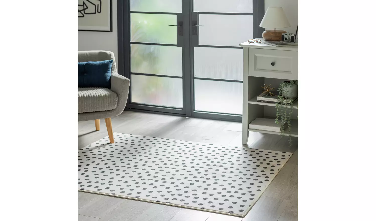 Argos Home Multi Spot Black & White Cut Pile Rug - 230x160cm