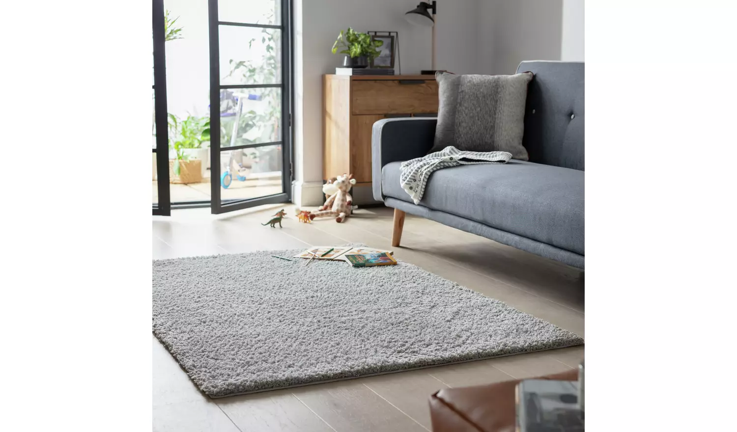 Habitat Cosy Grey Shaggy Rug - 290x200cm