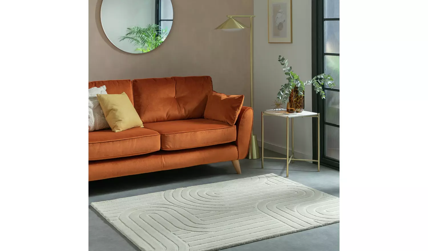 Habitat Mirage Carved Cream Cut Pile Rug - 170x120cm