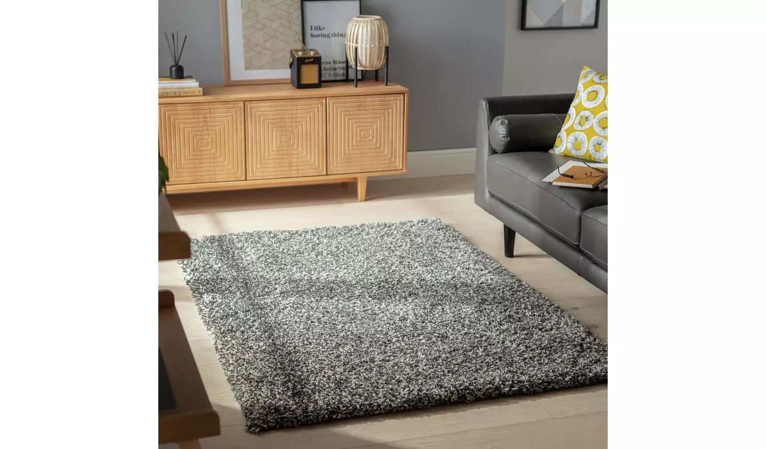 Habitat Cosy Grey Shaggy Rug - 290x200cm