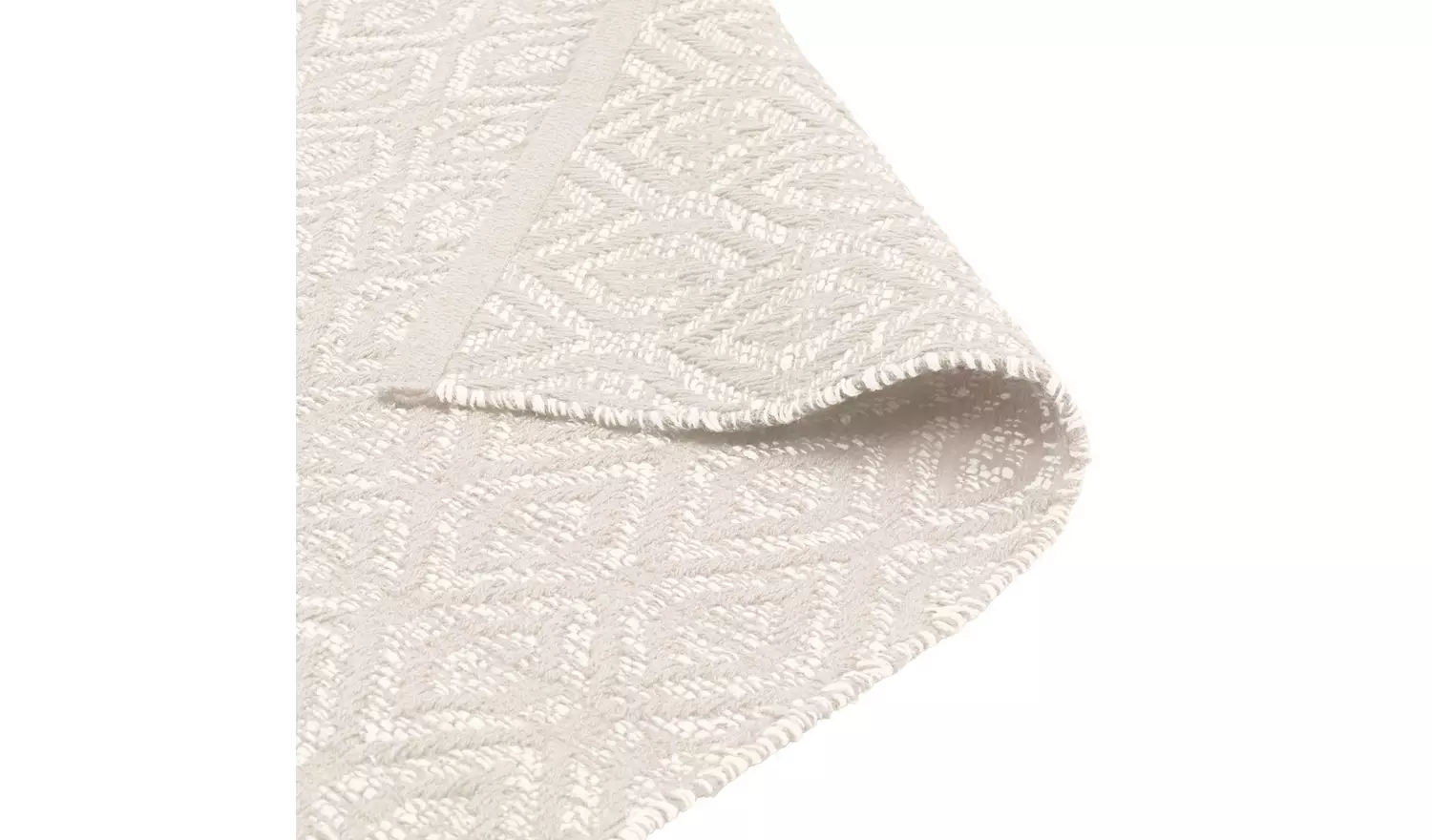 Argos Home Geometric Ivory Cotton Flatweave Rug - 110x80cm