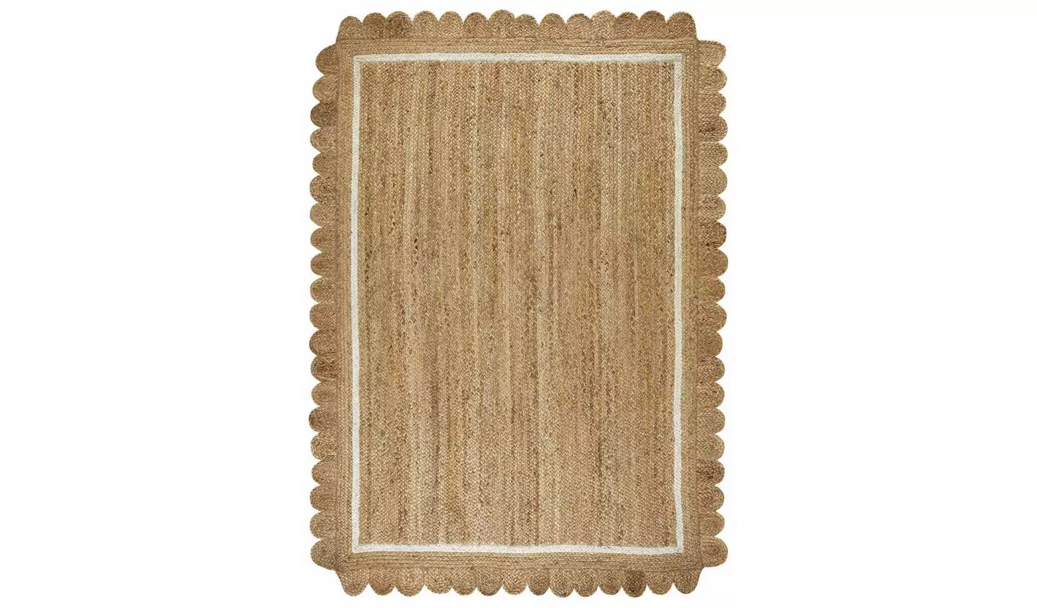 Homemaker Scallop Edge Natural Jute Flatweave Rug -230x160cm