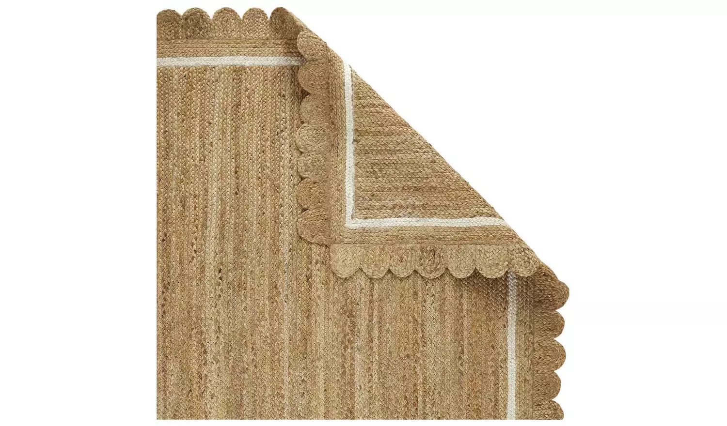 Homemaker Scallop Edge Natural Jute Flatweave Rug -230x160cm