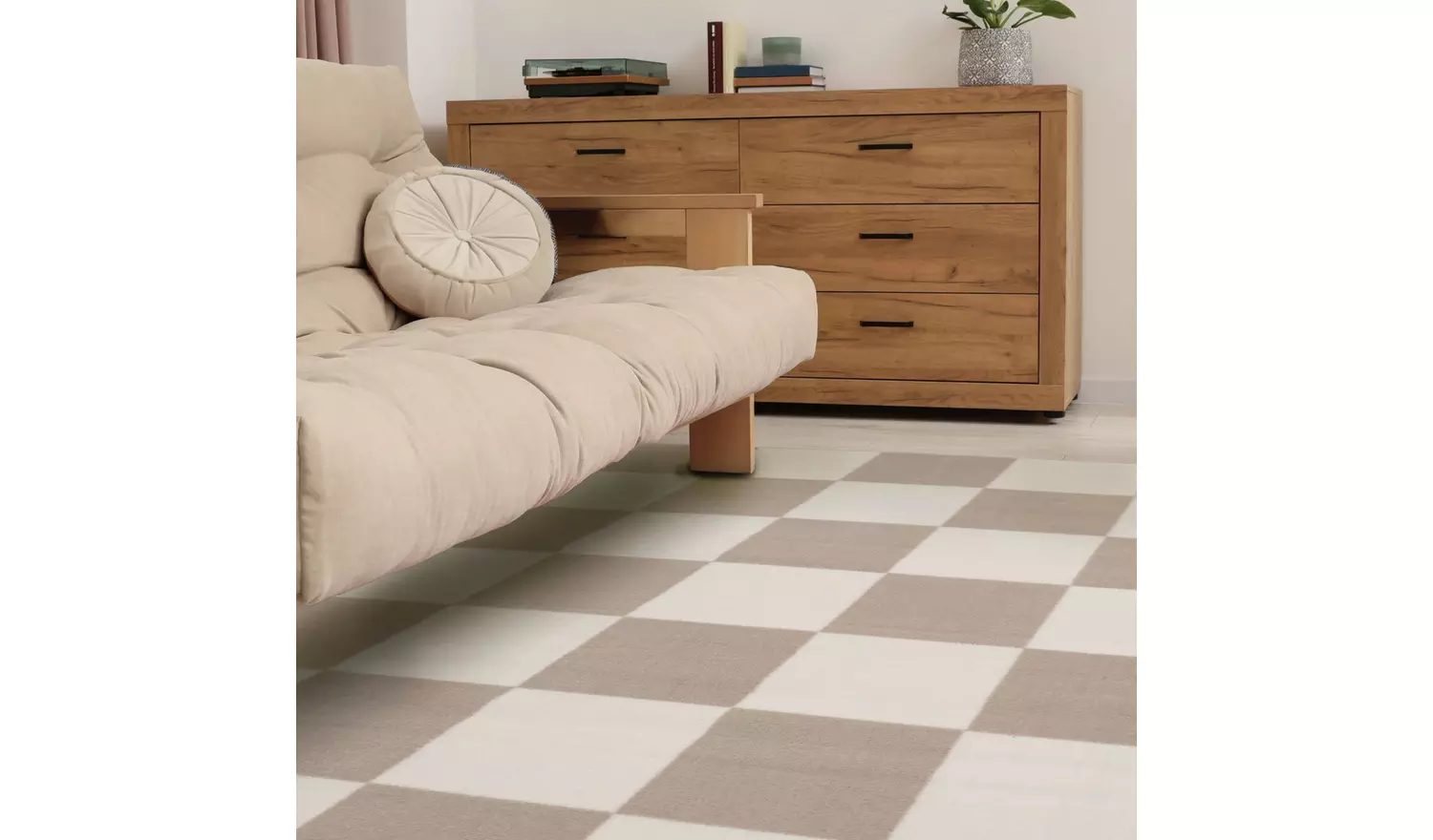 Homemaker Maestro Checkerboard Natural Cut Pile Rug
