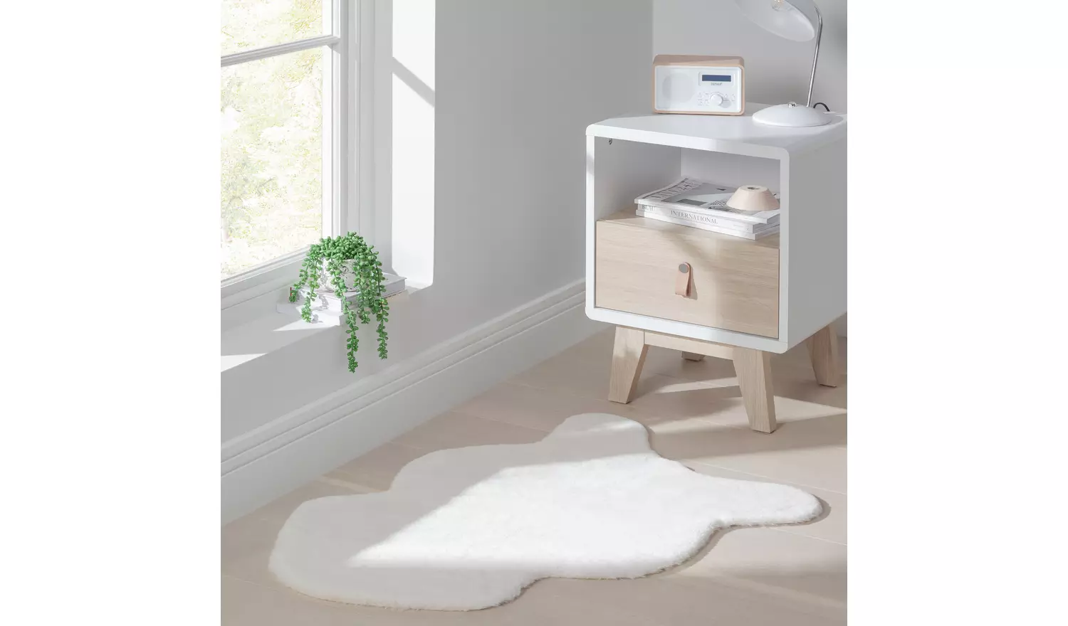 Habitat Supersoft Faux Fur Cream Shaggy Rug - 90x60cm