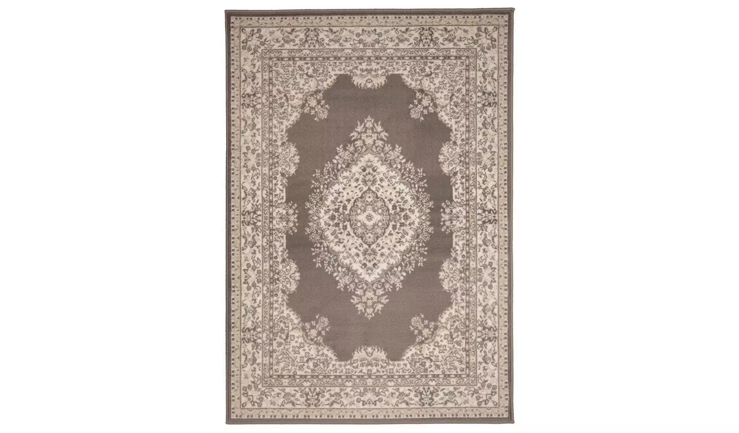 Homemaker Bukhura Traditional Taupe Cut Pile Rug - 230x160cm
