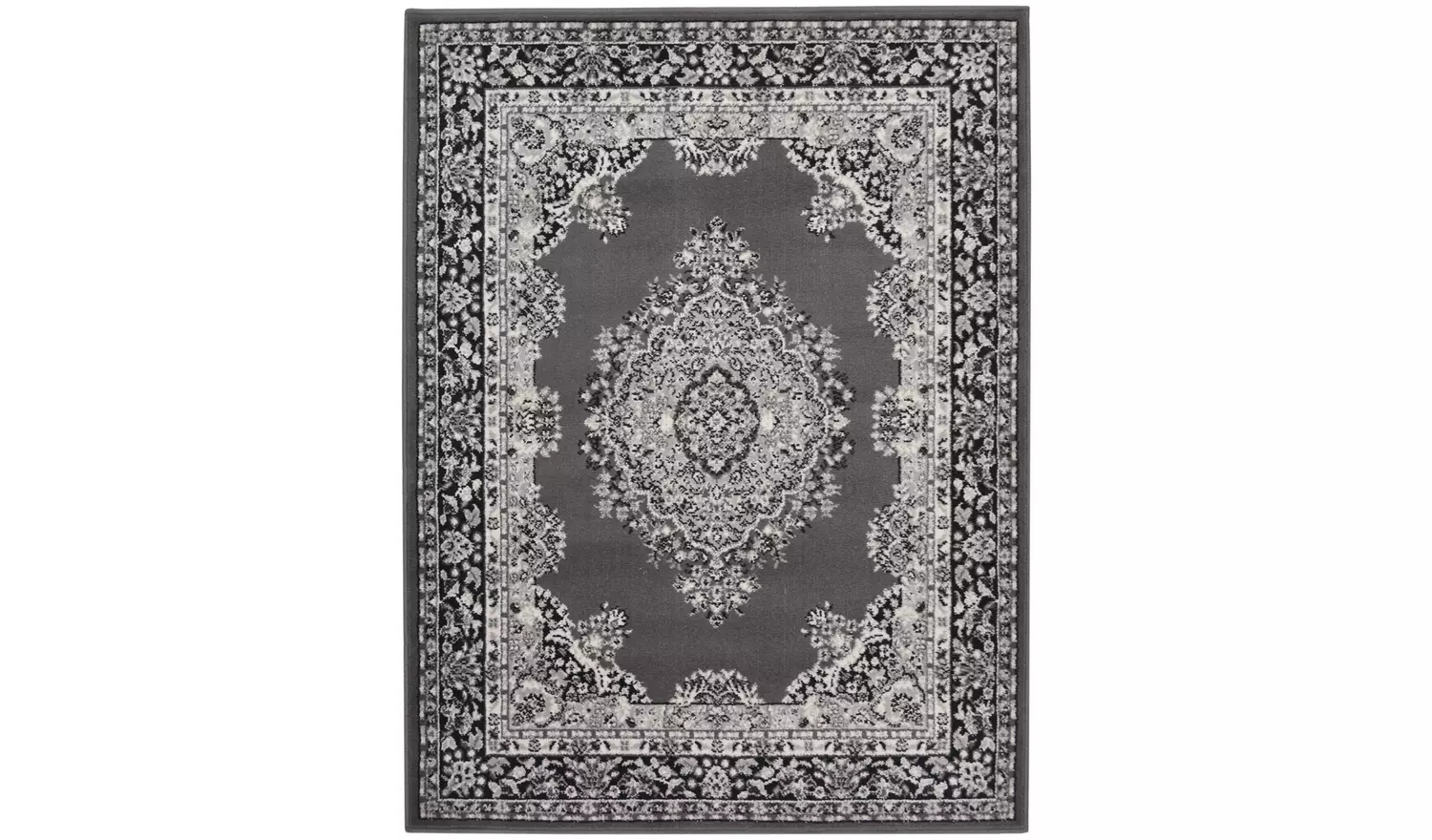Homemaker Bukhura Traditional Grey Cut Pile Rug - 230x160cm