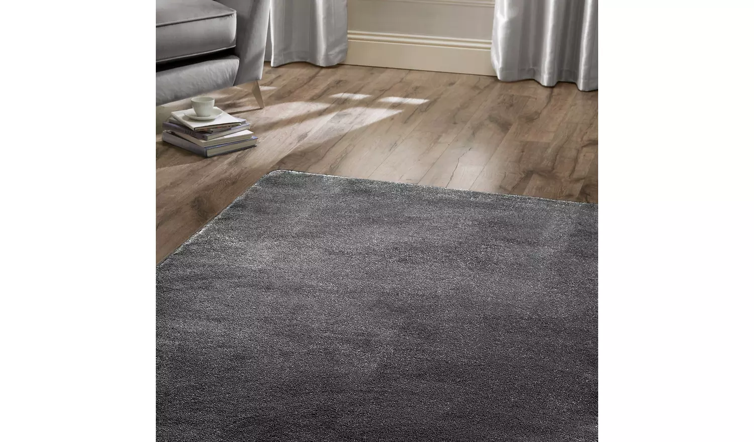 Homemaker Relay Plain Charcoal Short Pile Rug - 145x100cm