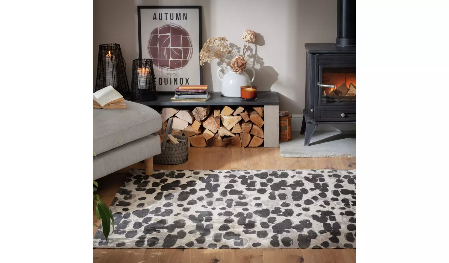 Habitat Bark Print Cotton Flatweave Rug - 170X120cm