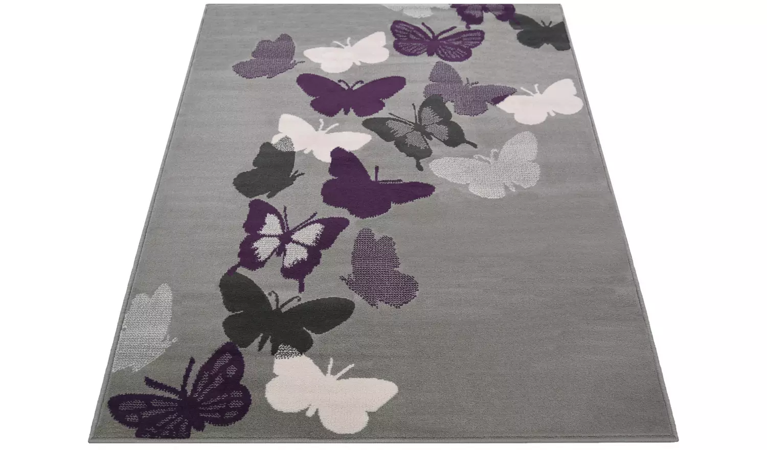 Butterflies Grey Short Pile Rug - 230x160cm