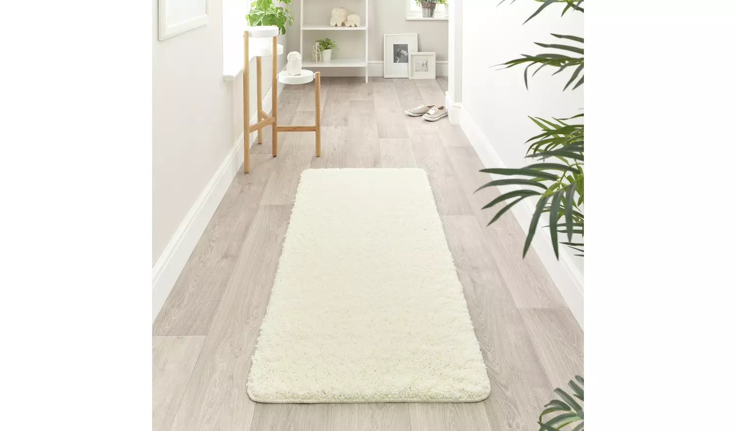 Buddy Washable Mat Plain Cream Shaggy Rug - 150x67cm