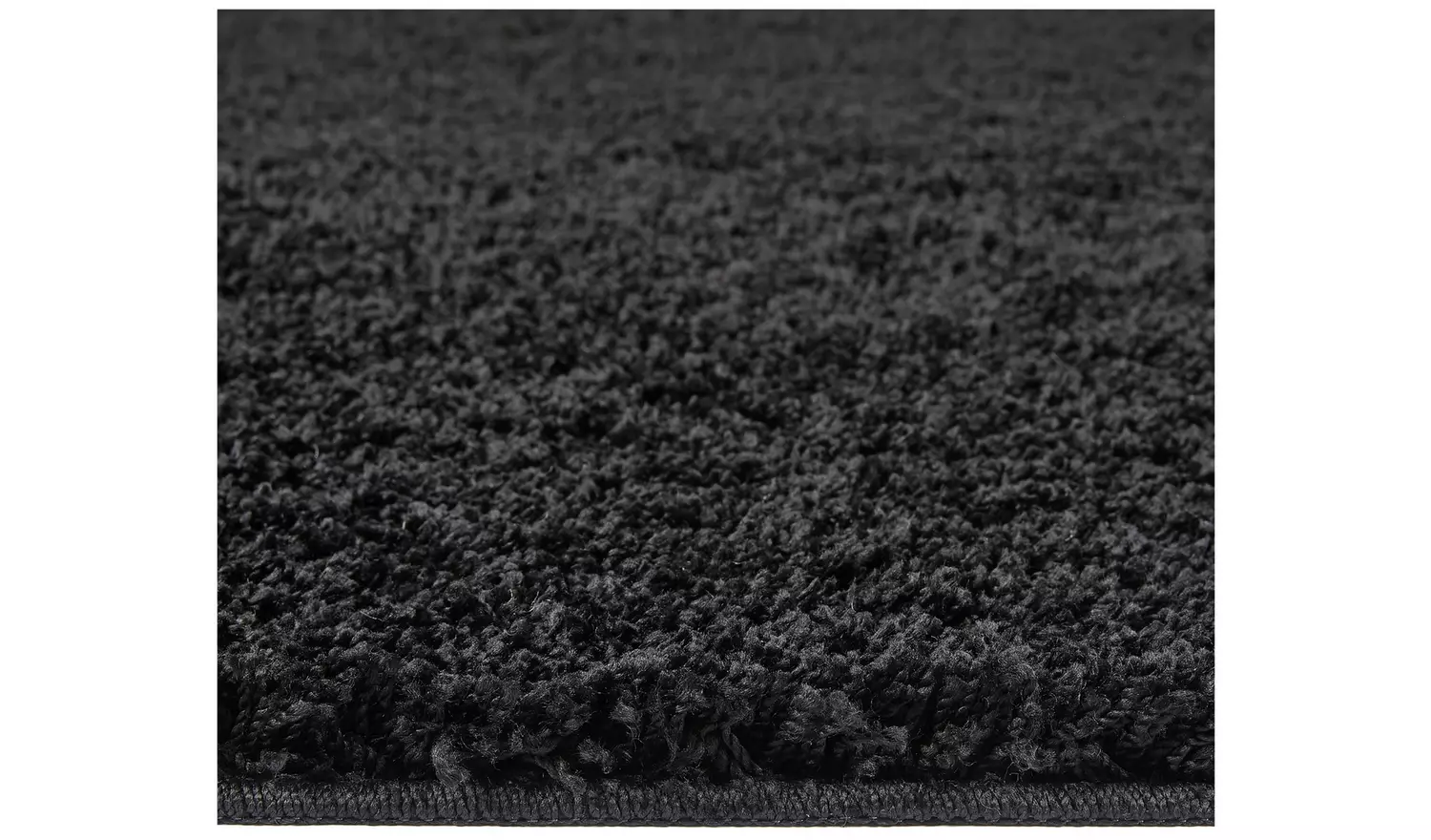 Buddy Washable Mat Plain Black Shaggy Rug - 120x80cm
