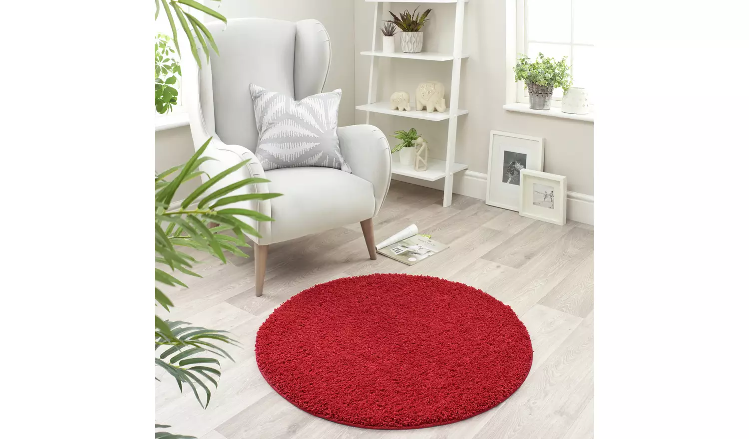 Buddy Washable Mat Plain Round Red Cut Pile Rug - 100cm