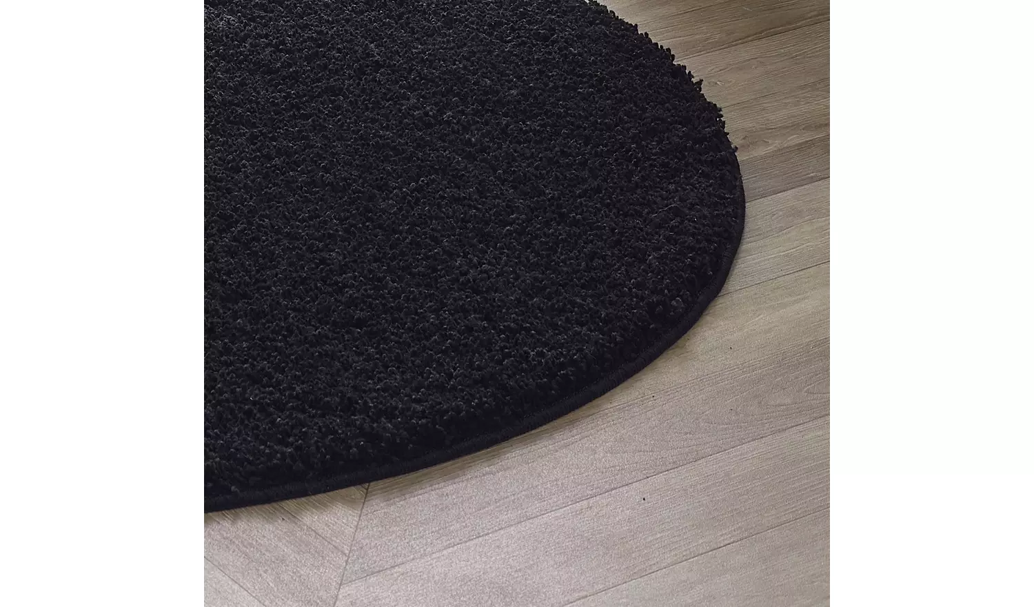 Buddy Washable Mat Plain Round Black Cut Pile Rug - 100cm