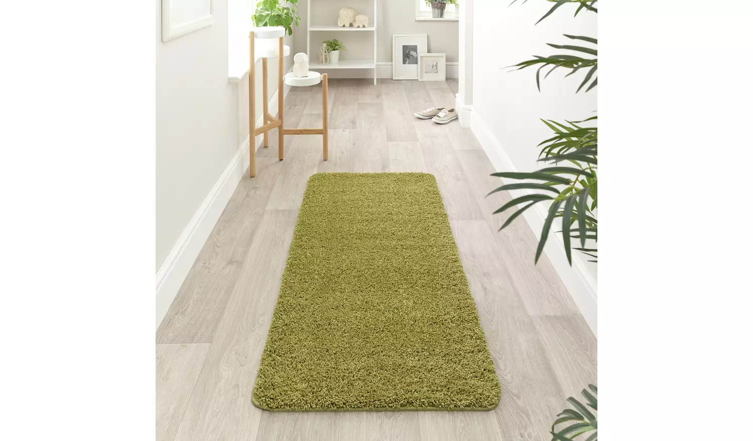 Buddy Washable Mat Plain Olive Flatweave Rug - 150x67cm