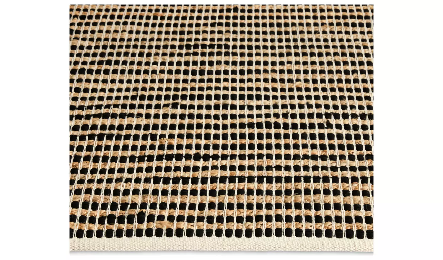Habitat Woven Stripe Black Jute Flatweave Rug - 230x160cm