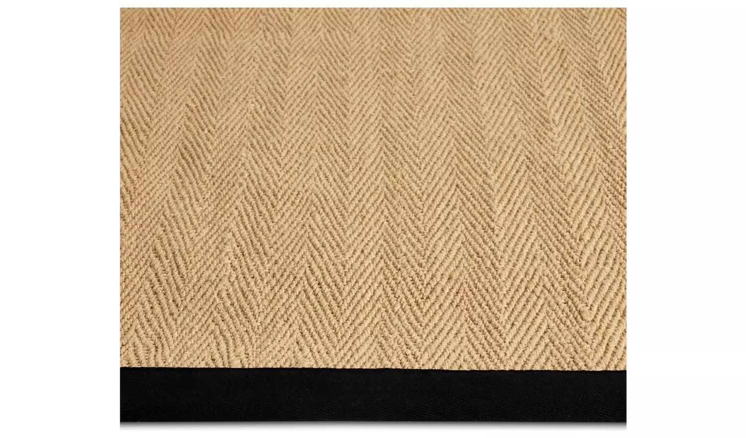 Habitat Herringbone Black Border Jute Rug - 150x80cm