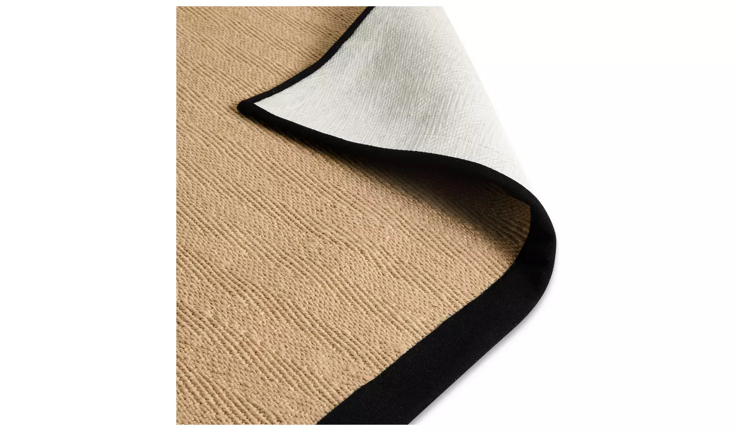 Habitat Herringbone Black Border Jute Rug - 150x80cm