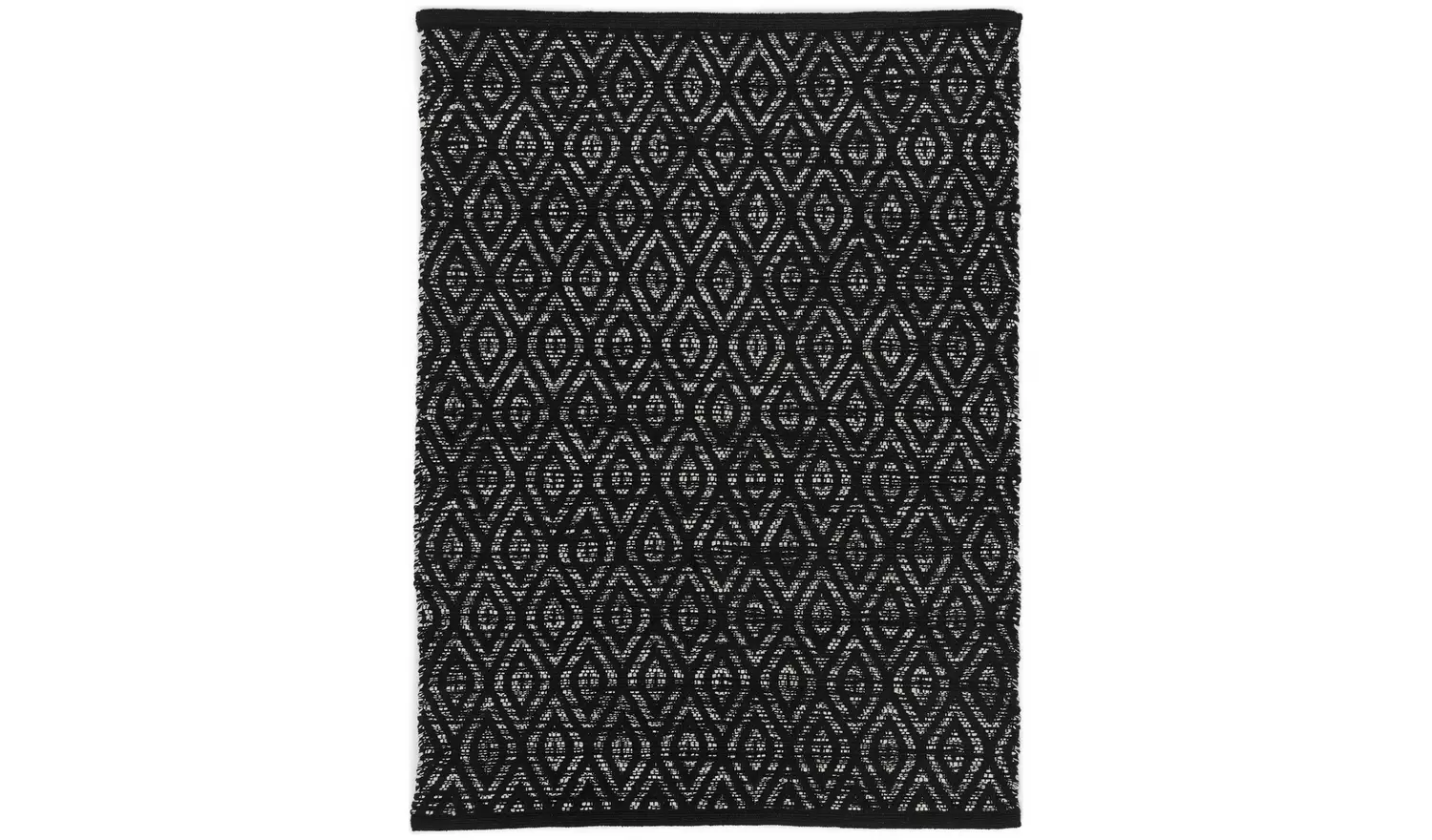 Argos Home Geometric Black Cotton Flatweave Rug - 110x80cm