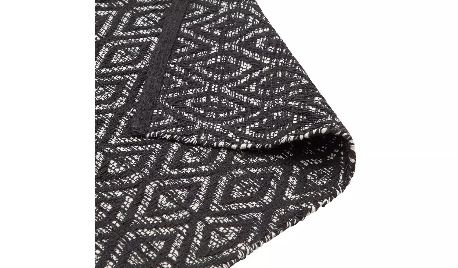 Argos Home Geometric Black Cotton Flatweave Rug - 110x80cm