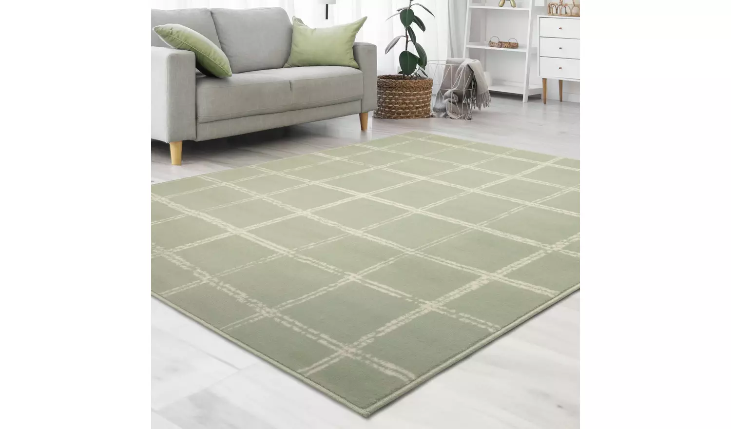 Homemaker Maestro Checks Green Cut Pile Rug - 230x160cm