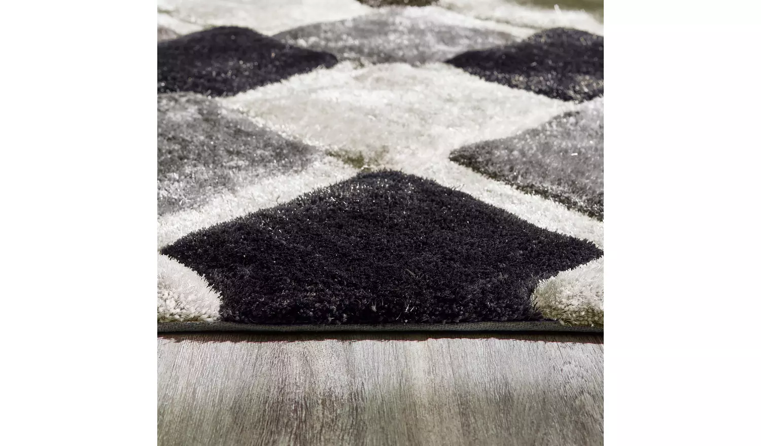 Origins 3D Geometric Grey Shaggy Rug - 170x120cm